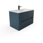 Vente - unique - meuble de salle de bain suspendu avec vasque à encastrer - strié bleu - 80 cm - pavani ... Vente - unique - meuble de salle de bain suspendu avec vasque à encastrer - strié bleu - 80 cm - pavani ...