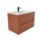 Meuble de salle de bain suspendu avec vasque  encastrer - stri terracotta - 80 cm - pavani