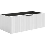 Vente - unique - meuble sous vasque suspendu stri� - coloris blanc - 100 cm - paliro