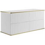 Vente - unique - meuble sous vasque suspendu stri� liser� dor� - blanc - 120 cm - keliza