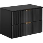 Vente - unique - meuble sous vasque suspendu stri avec planche - noir - l80 cm - zevara