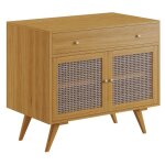 Meuble sous vasque en teck clair et cannage - 90 cm - mansulan Meuble sous vasque en teck clair et cannage - 90 cm - mansulan