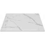 Vente - unique - receveur extra - plat � poser ou � encastrer d�coupable en r�sine smc - blanc marbr� ...