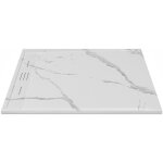 Vente - unique - receveur extra - plat � poser ou � encastrer d�coupable en r�sine smc - blanc marbr� ...