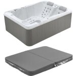 Vente - unique - spa 3 places blanc perlé avec bâche - 65 jets - l210 x p158 x h73 cm - système balboa ... Vente - unique - spa 3 places blanc perlé avec bâche - 65 jets - l210 x p158 x h73 cm - système balboa ...
