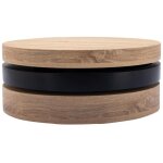 Table basse pivotante ronde avec 1 niche en mdf - noir et naturel clair - janita Table basse pivotante ronde avec 1 niche en mdf - noir et naturel clair - janita