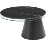 Vente - unique - table basse avec plateaux pivotants en cramique, verre tremp et mtal - effet marbre ...