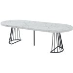 Vente - unique - table � manger extensible 2 � 12 personnes en mdf et acier - effet marbre blanc et noir ...