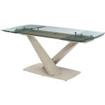 Vente - unique - table � manger extensible 6 � 10 personnes en verre tremp� et m�tal - transparent et ...