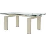 Vente - unique - table � manger extensible 8 � 10 personnes en verre tremp� et m�tal beige - transparent ...