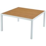 Vente - unique - table à manger de jardin carrée en aluminium l. 140 cm - naturel clair et blanc - macila ... Vente - unique - table à manger de jardin carrée en aluminium l. 140 cm - naturel clair et blanc - macila ...