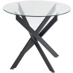Vente - unique - table � manger ronde 2 personnes en verre tremp� et m�tal noir - transparent - cosima ...