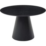 Vente - unique - table � manger ronde 4 personnes placage fr�ne - noir - antaliza