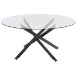 Vente - unique - table  manger ronde 6 personnes en verre tremp et mtal noir - transparent - cosima ...