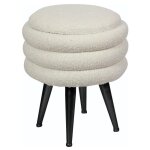 Vente - unique - tabouret bas coffre de rangement en tissu bouclette et mtal noir - crme - esdalo