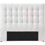 Vente - unique - t�te de lit capitonn�e 160 cm - tissu bouclette - blanc - francesco