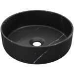 Vasque à poser ronde noire effet marbre en céramique - 36 cm - viamarba Vasque à poser ronde noire effet marbre en céramique - 36 cm - viamarba