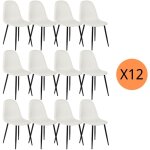 Urban meuble lot de 12 chaises salle à manger scandinave tissu blanc cassé pieds noir Urban meuble lot de 12 chaises salle à manger scandinave tissu blanc cassé pieds noir