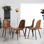 Urban meuble - lot de 4 chaises de bureau, chaise marron vintage scandinave, pieds en métal noir Urban meuble - lot de 4 chaises de bureau, chaise marron vintage scandinave, pieds en métal noir