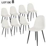 Urban meuble lot de 8 chaises salle à manger scandinave tissu blanc cassé pieds noir Urban meuble lot de 8 chaises salle à manger scandinave tissu blanc cassé pieds noir