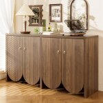 Urban meuble - buffet effet bois noyer 4 portes � rainures 147x40x80cm