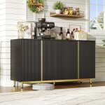 Urban meuble - buffet moderne noir 4 portes texturés et accents dorés 150x41. 5x81cm Urban meuble - buffet moderne noir 4 portes texturés et accents dorés 150x41. 5x81cm
