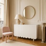 Urban meuble - commode blanche  motif sculpt avec 4 tiroirs 12037. 580. 8 cm