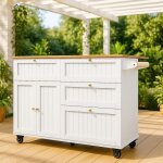 Urban meuble tables d?extrieur chariot de cuisine blanc scandinave extensible avec roulettes