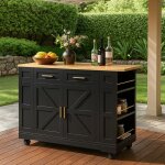 Urban meuble tables d?extrieur chariot de cuisine noir extensible scandinave avec roulettes