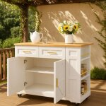 Urban meuble - tables d'extrieur lot de cuisine blanc avec plateau pliant et rangement intelligent