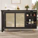 Urban meuble table de salle  manger extensible rotative  360 noir et meuble de rangement avec porte ...
