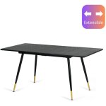 Urban meuble - table de salle  manger rectangulaire extensible noir effet bois de style scandinave pieds ...