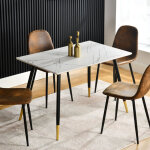 Urban meuble table de salle à manger rectangulaire imitation marbre pieds noir et doré 110x70 Urban meuble table de salle à manger rectangulaire imitation marbre pieds noir et doré 110x70