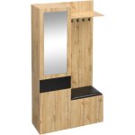 Urban meuble vestiaire  l'entre effet bois 3 portes 1 tiroir avec miroir, banc et meuble  chaussures, ...