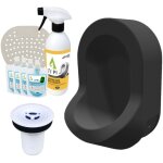 Urinoir sans eau mural ti'pi noir + kit valve bec de canard + pack entretien