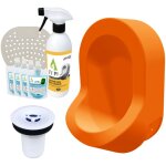 Urinoir sans eau mural ti'pi orange + kit valve bec de canard + pack entretien