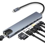 Usb - c  8 ports pour appareils usb tels que claviers, disques durs externes, moniteurs hdmi, chargeurs ...