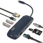 Usb c hub, usb c adapter 8in1 marineblauer mundharmonika - stil, mit gigabit rj45 ethernet, 3×usb, 4k ... Usb c hub, usb c adapter 8in1 marineblauer mundharmonika - stil, mit gigabit rj45 ethernet, 3×usb, 4k ...