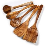 Ustensiles de cuisine bois - set de cuisine premium 5 pi�ces - ensemble d'ustensiles en bois de teck ...