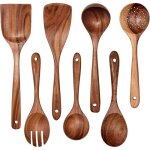 Ustensiles de cuisine bois - set de cuisine premium 7pi�ces - ensemble d'ustensiles en bois de teck facile ...