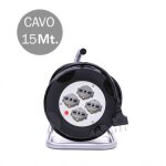 Rallonge lectrique de 15 mtres 4 prises schuko interrupteur de scurit