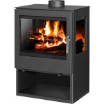 V05 - po�le � bois modena ? 9, 76 kw avec grande vitre frontale et deux vitres lat�rales panoramiques ...