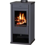 V05 - po�le � bois vanessa ? 9 kw avec panneaux lat�raux noirs peints et grande vitre frontale