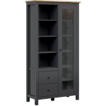 Petits - meubles - vaisselier 1 porte 2 tiroirs avec led duck gris anthracite et bois