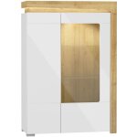 Vaisselier 2 portes droite led inclus teo blanc et bois Vaisselier 2 portes droite led inclus teo blanc et bois
