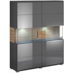 Vaisselier 2 portes avec led jules gris et bois