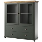 Vaisselier 2 portes 2 tiroirs martin vert et bois