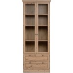 Vaisselier 2 portes vitrées 2 tiroirs effet chêne 80 cm - saga Vaisselier 2 portes vitrées 2 tiroirs effet chêne 80 cm - saga