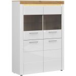Vaisselier 4 portes avec led nara blanc et bois