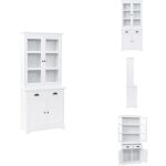 Vidaxl - vaisselier avec 4 portes mdf et bois de pin 80x40x180 cm - buffet blanc - meuble de rangement ...
